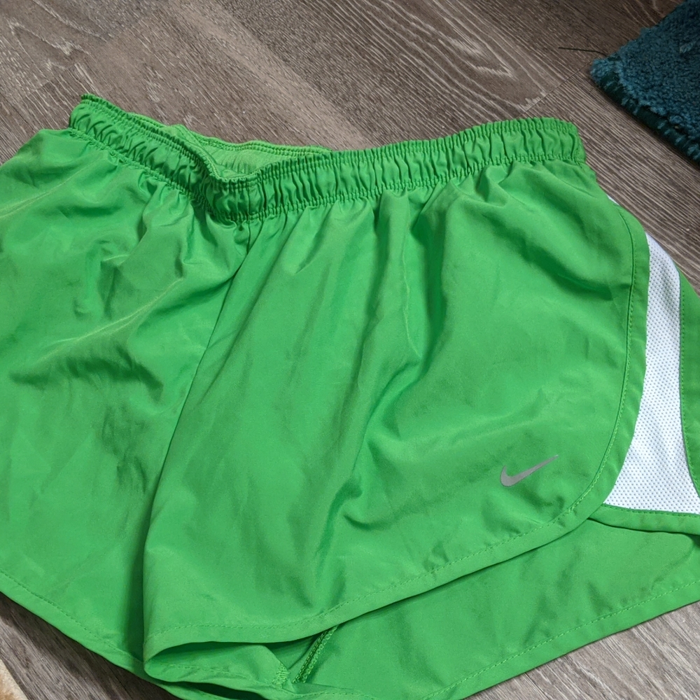 Nike lime green and white  2 in running shorts